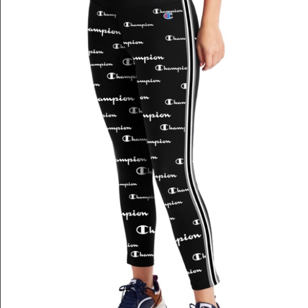Champion Women's Navy High Rise Logo Print Legging